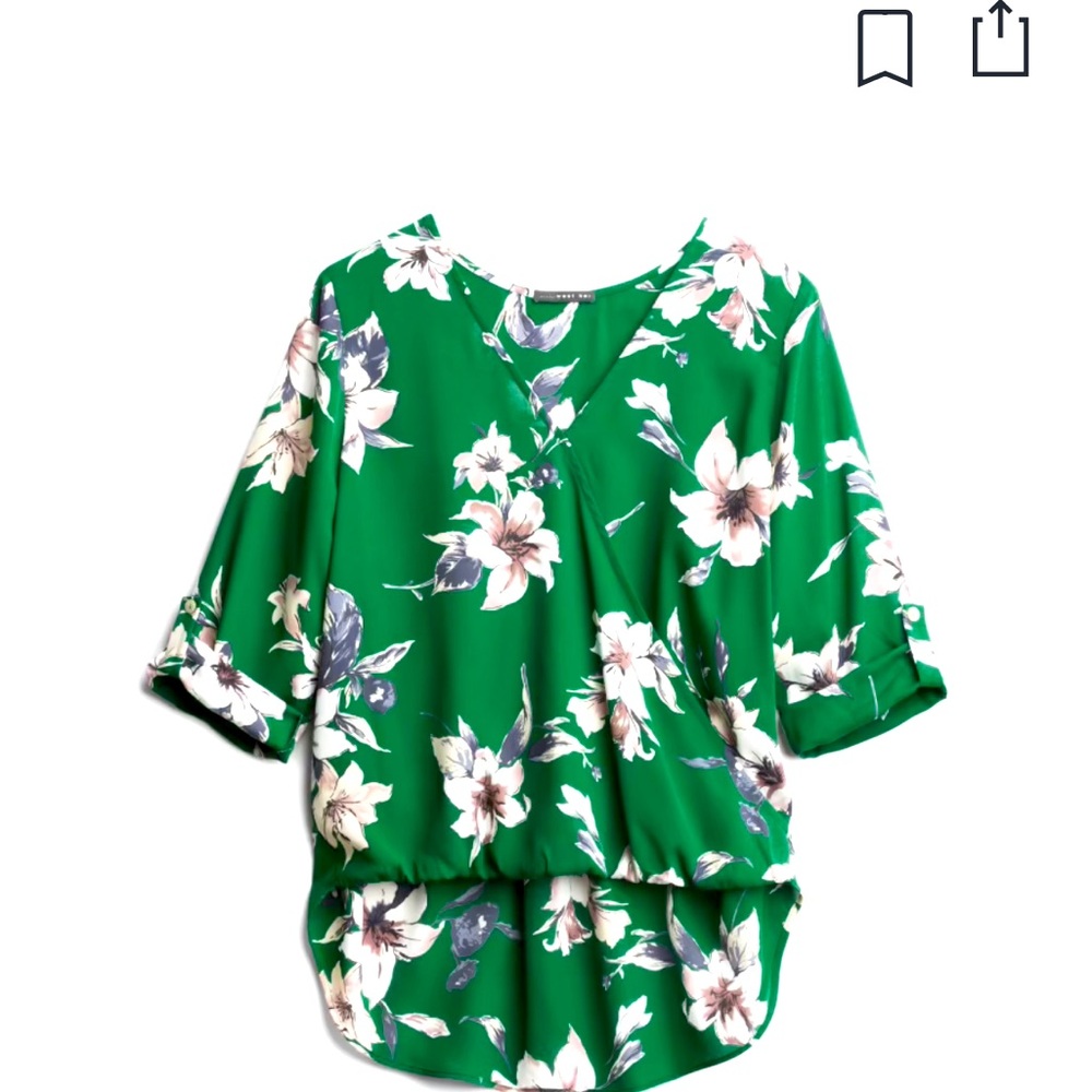 West Kei: Allan Surplice Rolltab High Low Blouse- Medium